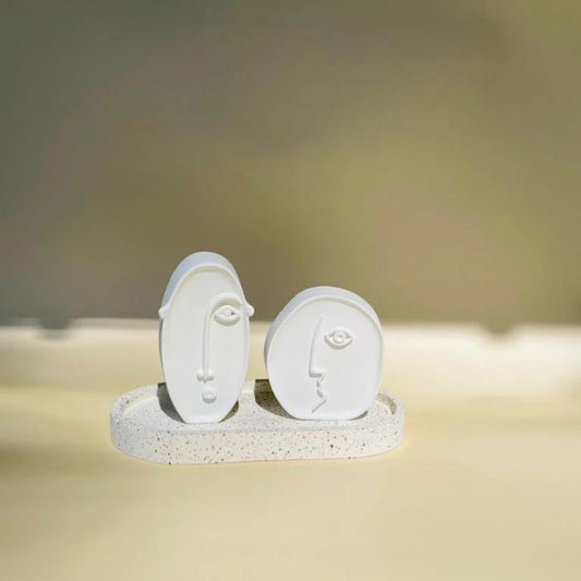 Minimalist Abstract Face Sculptures Set | Modern Table Decor
