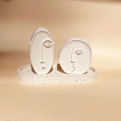 Minimalist Abstract Face Sculptures Set | Modern Table Decor
