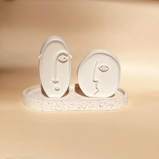 Minimalist Abstract Face Sculptures Set | Modern Table Decor
