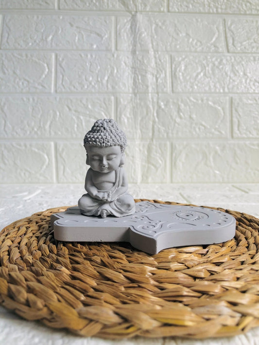 Buddha statue with & Hamsa Hand Incense Holder