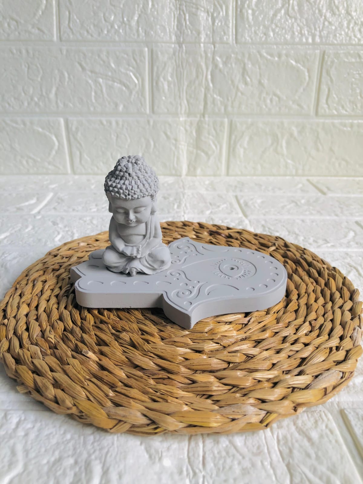 Buddha statue with & Hamsa Hand Incense Holder