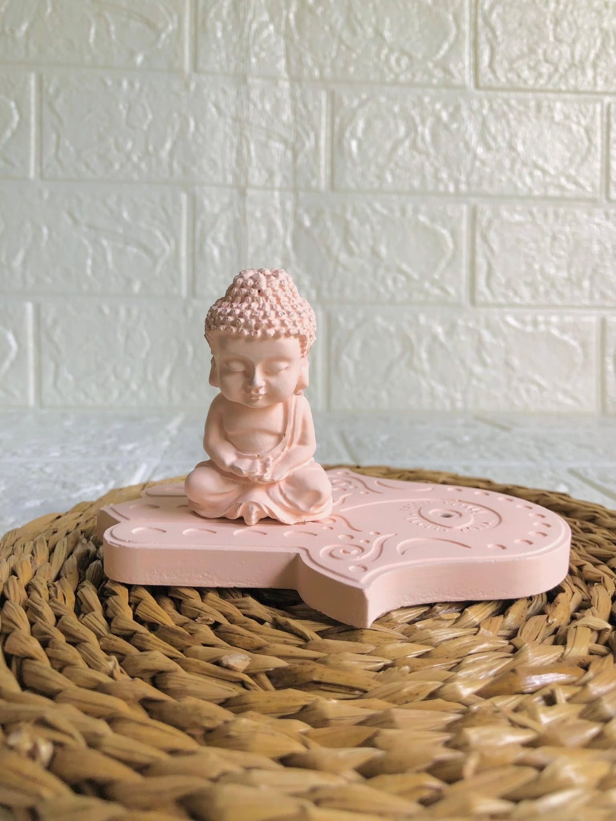 Buddha statue with & Hamsa Hand Incense Holder