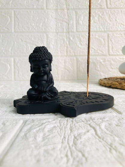 Buddha statue with & Hamsa Hand Incense Holder