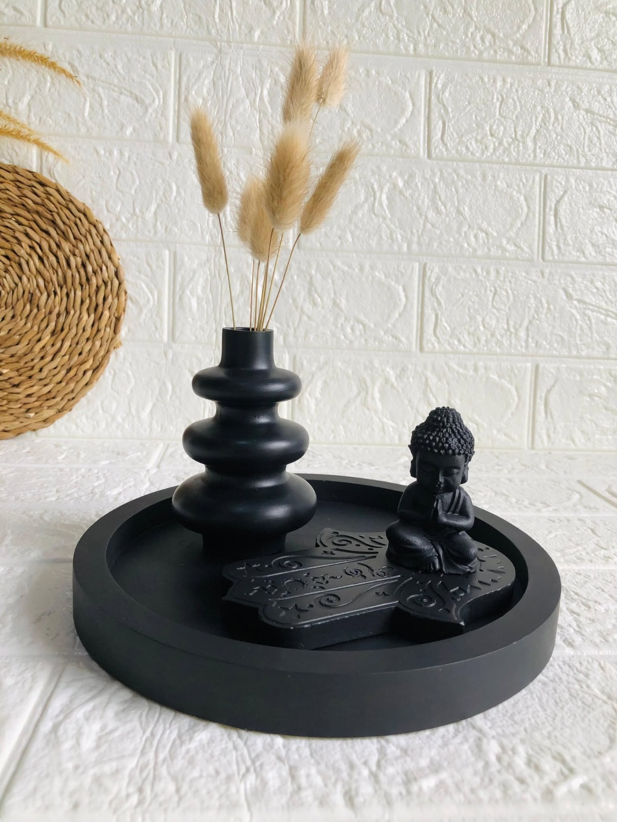 Buddha statue with & Hamsa Ritual Tray Set