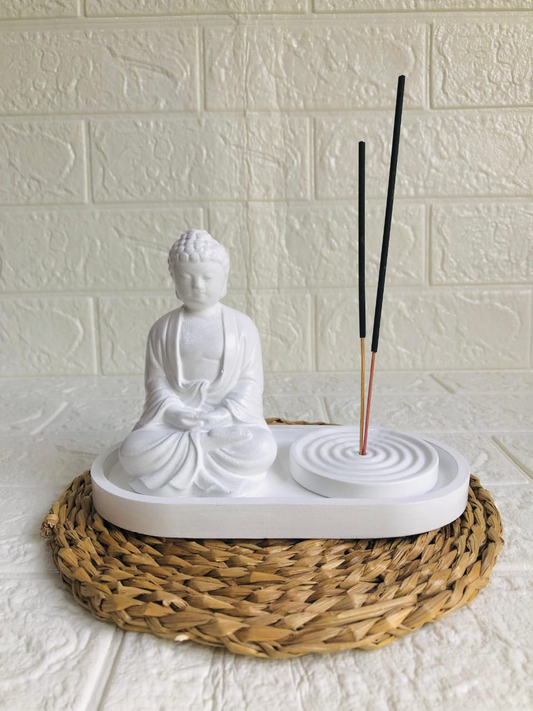 Buddha Statue with incense Ripple holder  Set