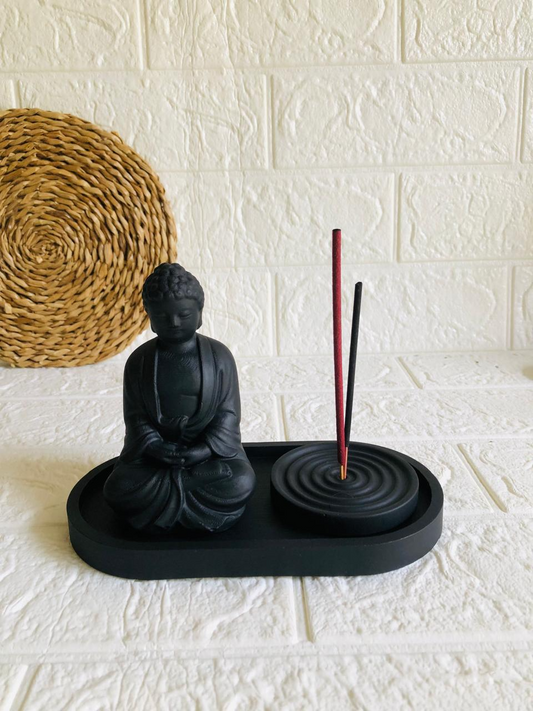 Buddha Statue with incense Ripple holder  Set