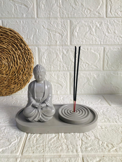 Buddha Statue with incense Ripple holder  Set