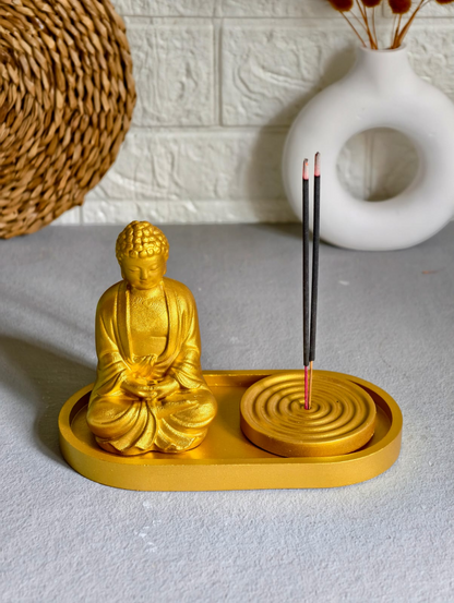 Buddha Statue with incense Ripple holder  Set