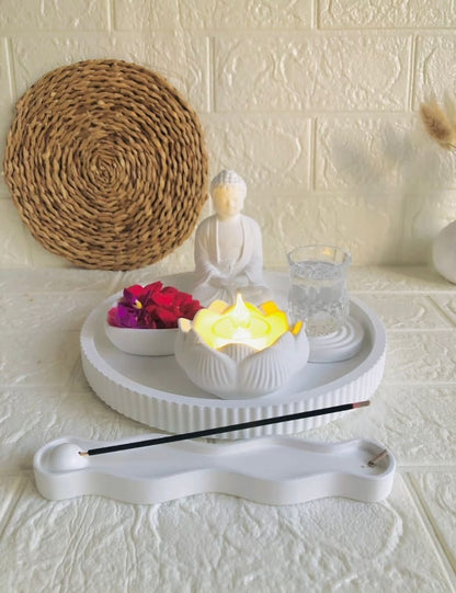 Buddha statue & Wave Incense Tray set